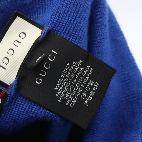 GUCCI NY Knitted Fabrics Hat Wool Blue Auth am10088V main image 10